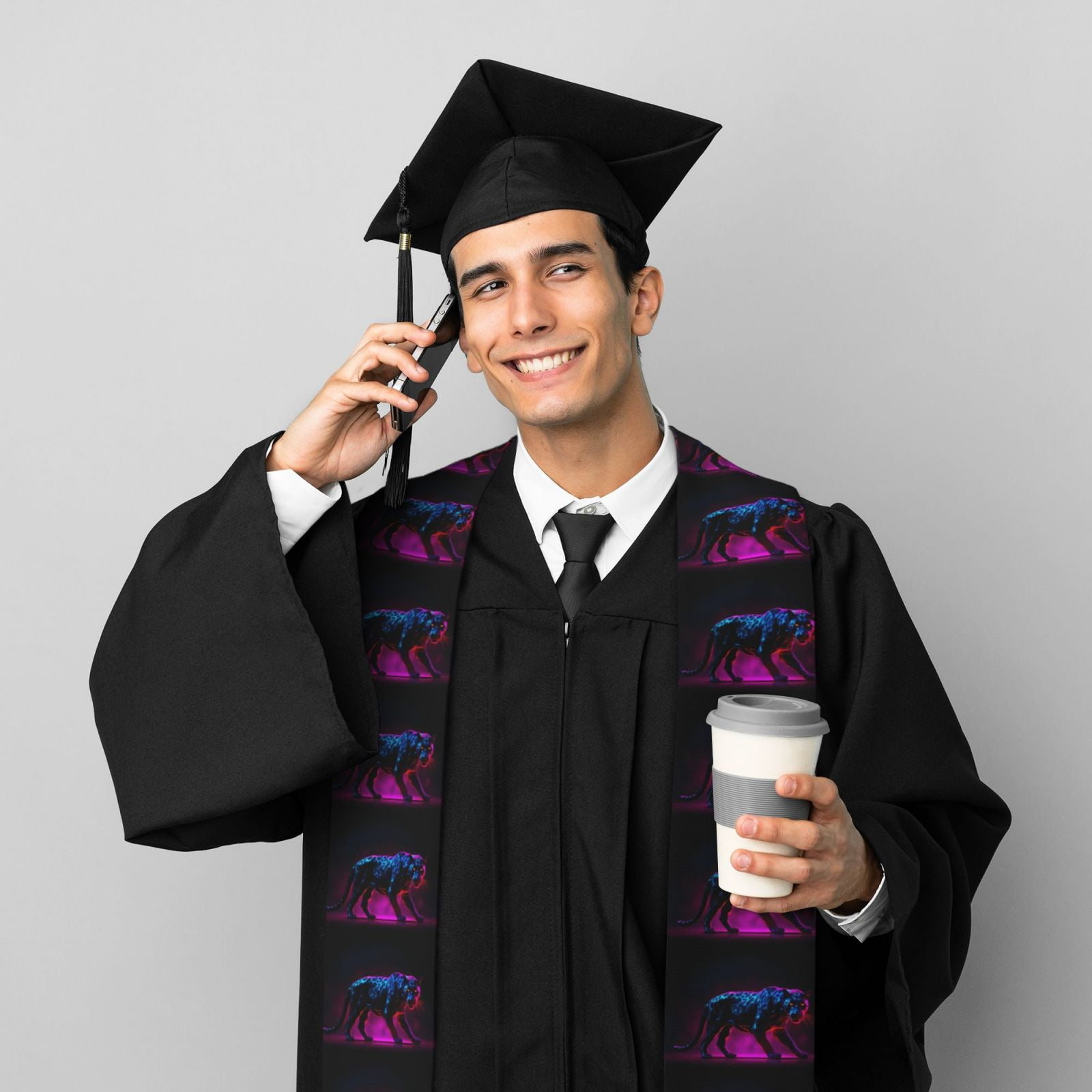 Kdxio Futuristic Purple Panther A、 Graduation Stole Class