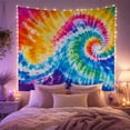 thumbnail image 2 of Vibrant Spiral Tie-Dye Against White Fabric, Energetic Psychedelic for College Students, Abstract Home Decor Art, Housewarming Gift, Tapestry Wall Hanging for Bedroom and Dorm, 2 of 7