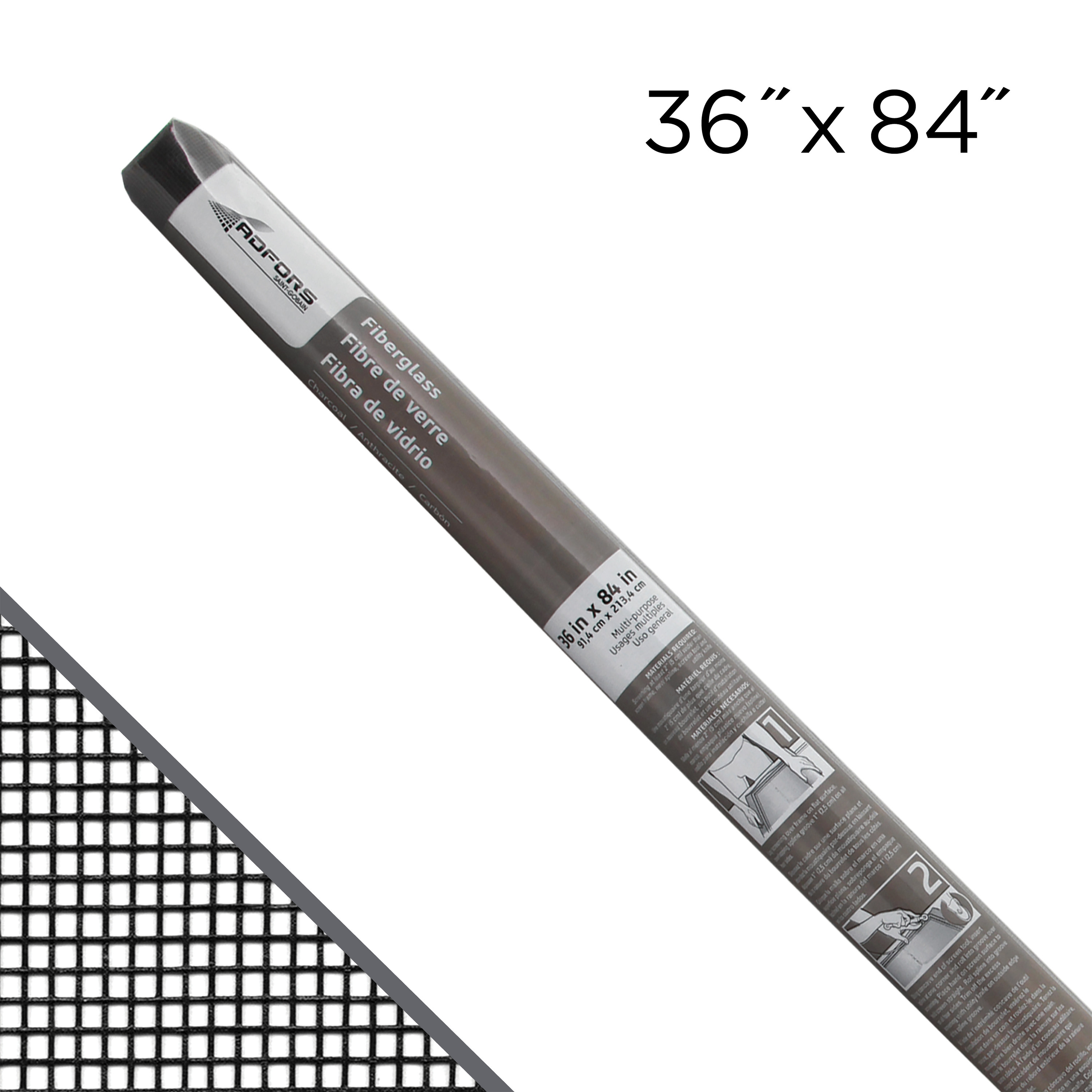 Saint-Gobain ADFORS 36 in. x 84 in. Charcoal Fiberglass Screen Roll for Windows and Door