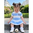 thumbnail image 5 of BemeyourBBs Toddler Baby Girl Summer Football Dress Little Baby Girl Soccer Dress Outfit Football Embroidered Striped Button Collared Short Sleeve A Line Ruffled Dress, 5 of 9