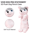 thumbnail image 4 of Estuche para lápices, estuche para lápices con diseño de perro de felpa, papelería suave para animales, almacenamiento de dibujos animados, caja para bolígrafos, 4 of 5