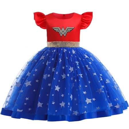 

Supergirl Tutu Dress For Girls Halloween Costume Fancy Party Cosplay Dress Up