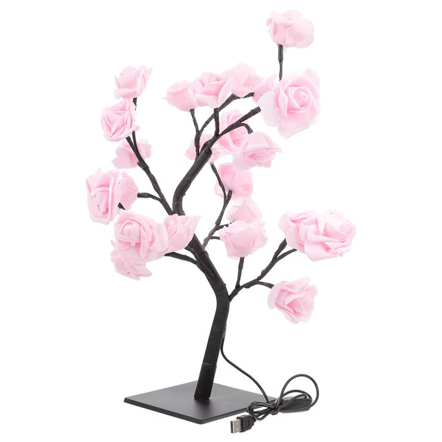 Creative LED Rose Tree Shape Bedside Night Light Home Bedroom Decoration