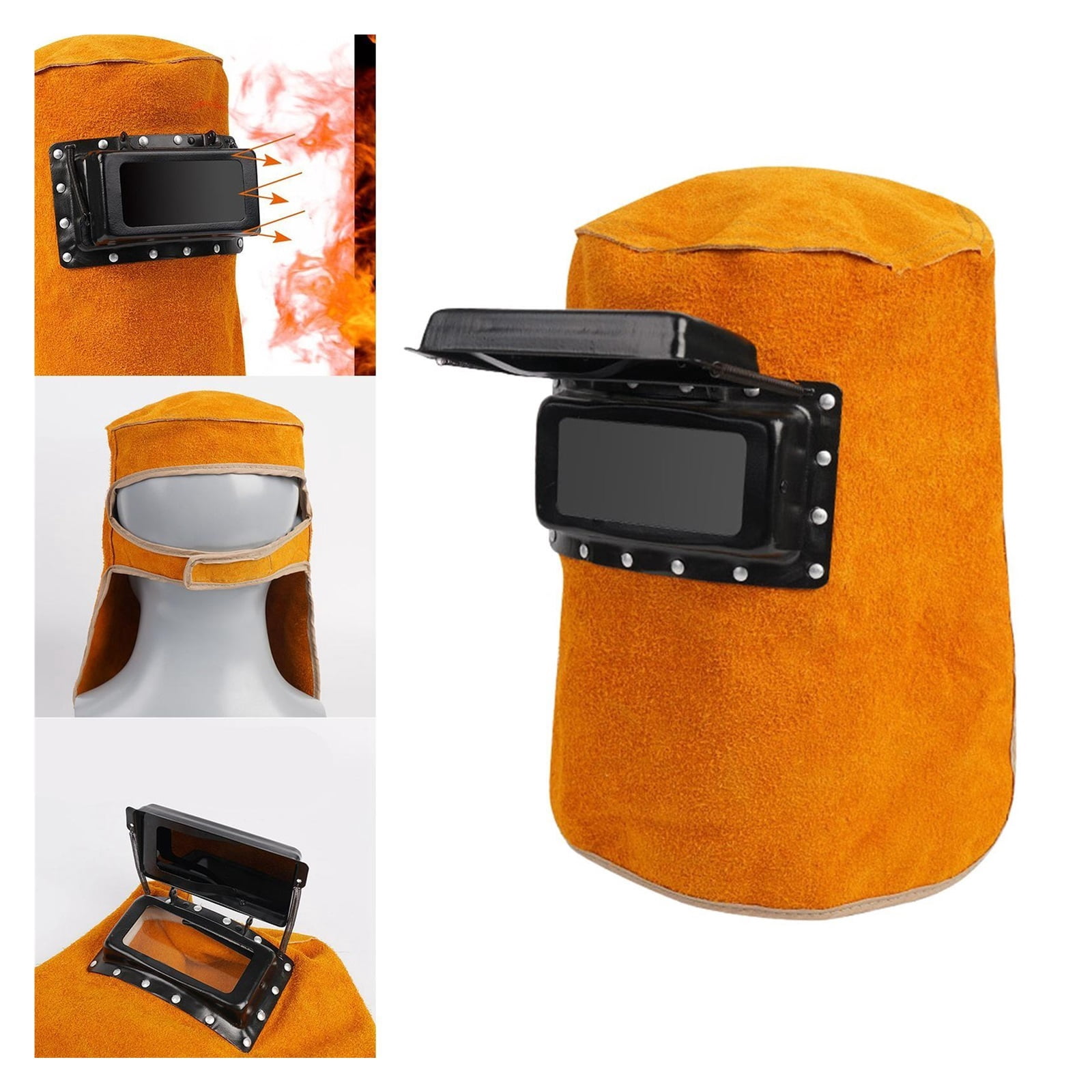 Leather Welding Helmet Mask Heat Resistant Welding Hood Work Hat For Polishing Welder Cap Cowhide Leather ,Widely Use