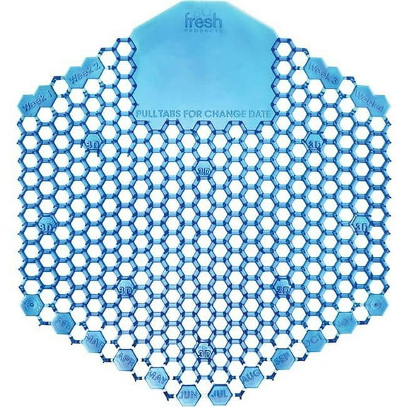 Fresh Products Wave 3D Urinal Deodorizer Screen with Cotton Blossom, Blue - 10 per Box, 60 Screens per Count