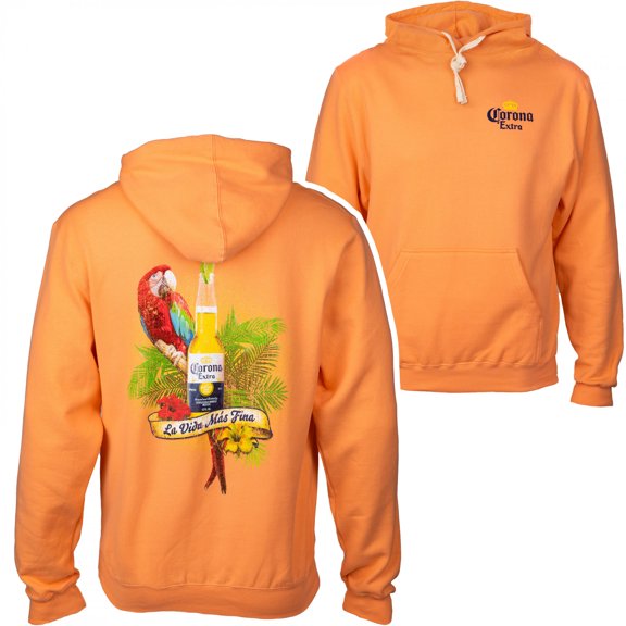 Corona Extra Parrot La Vida Mas Fina Front and Back Pullover Hoodie-Small