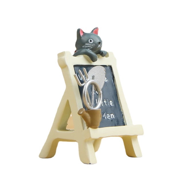 Escultura de gato negro de resina para decoración de jardín en letrero
