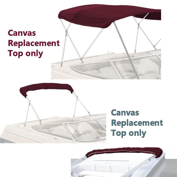 EliteShield Bimini Top Replacement Canvas Cover 4 Bow 96" L 97"-103"W Burgundy Color-with Storage Boot/without Frame