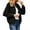 Black, variant on Spring Fall Women Long Sleeve Bomber Jacket Zipper Casual Fleece Coat