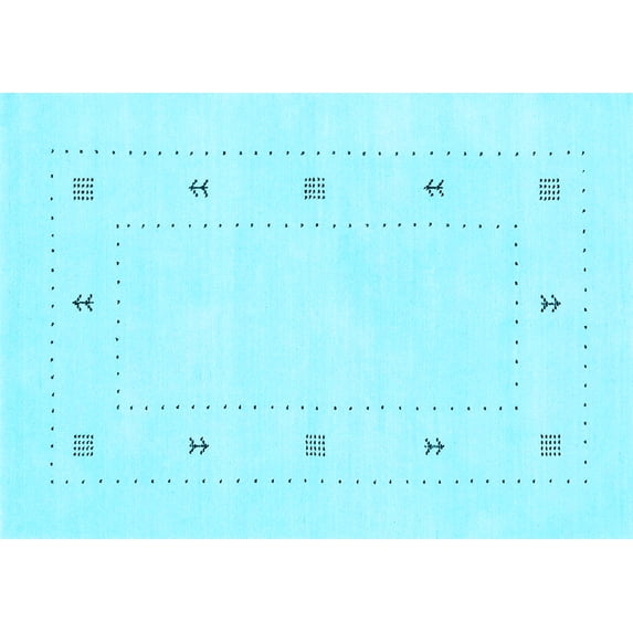 Ahgly Company Indoor Rectangle Solid Light Blue Modern Area Rugs, 4' x 6'
