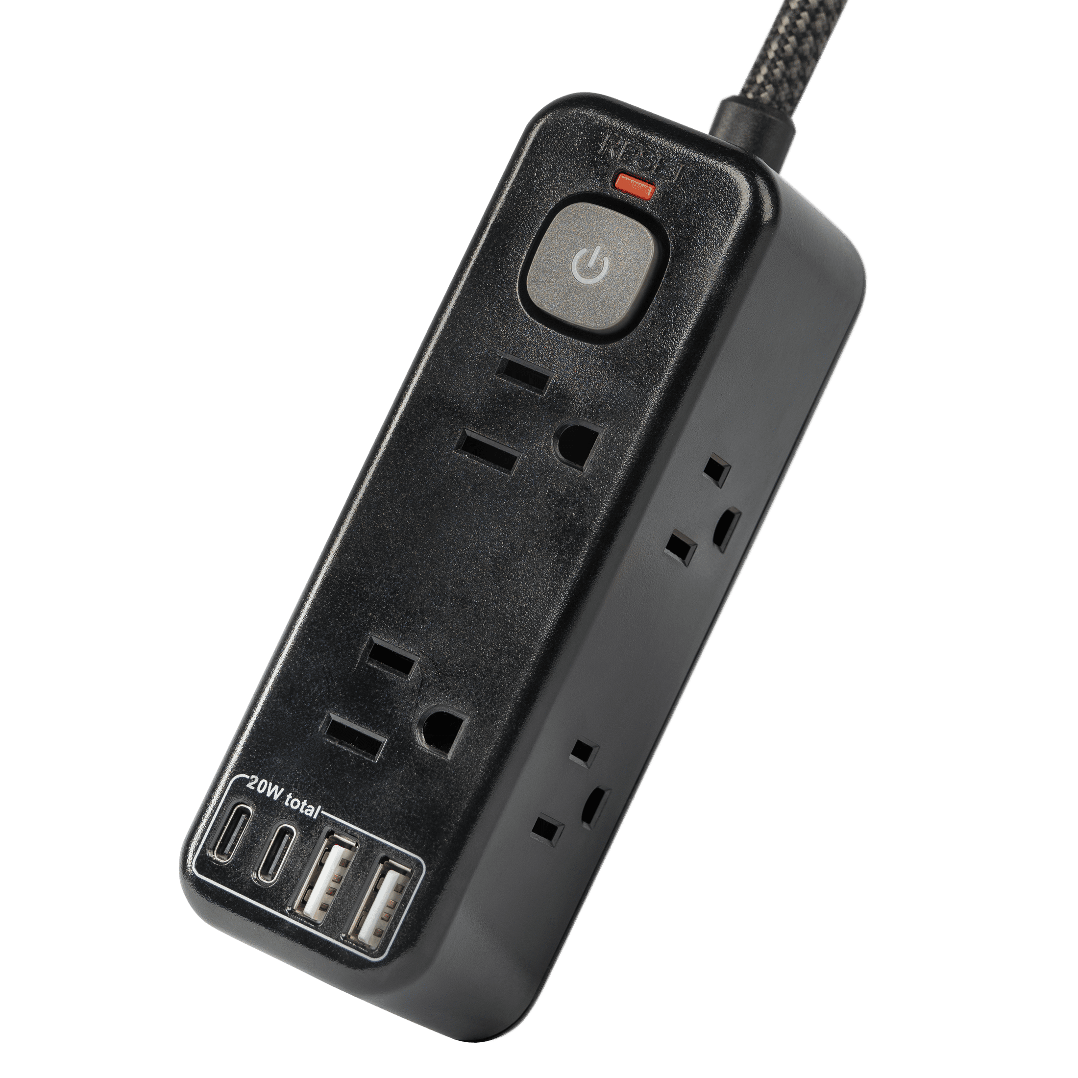 (2 pack) Hyper Tough USB Power Strip, 3ft Extension Cord, 6 Outlet, USB-A, USB-C, 900J Surge Protector, Black