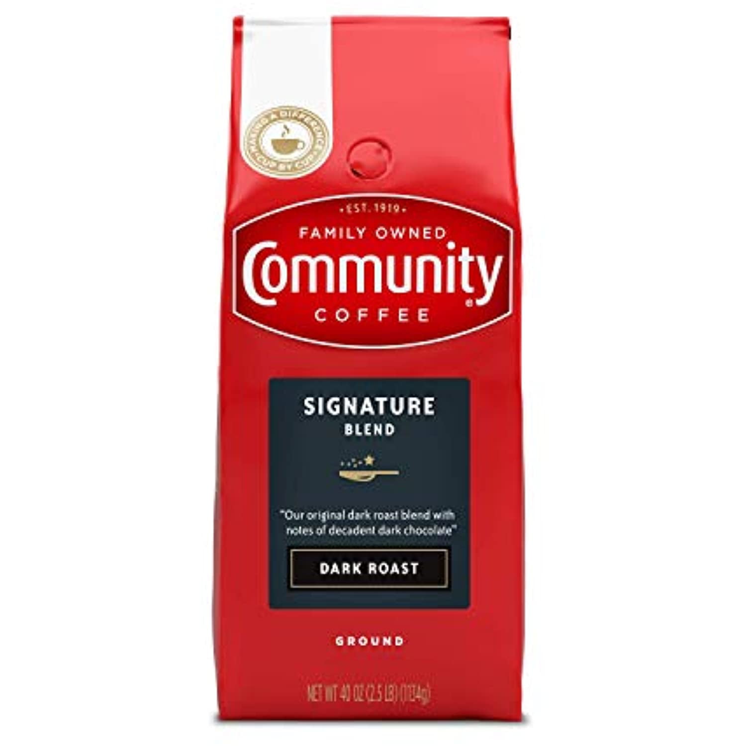 Community Coffee Dark Roast Premium Ground 40 Oz Bag, Full Body Rich