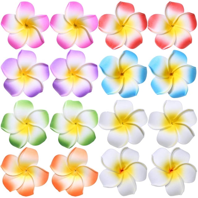Pinzas para el cabello de flores Juego de pinzas para el cabello hawaianas Plumeria Hibiscus Barrettes Mujeres Niñas Bebé Espuma Boda Vacaciones Playa Fiesta Decoraciones Disfraz de cosplay Accesorios