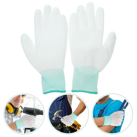 KONTONTY 12PCS Nylon Gloves PU Coated Anti-Static Gloves Mechanics Gloves Work Gloves Mechanics Electricians Gloves for Computer Work