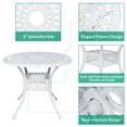 thumbnail image 3 of VIVIJASON 5-Piece Outdoor Patio Dining Set, All-Weather Cast Aluminum Conversation Set, Patio Furniture Set for Balcony Lawn Garden, Include 4 Swivel Chairs, 1 Round Table w/Umbrella Hole, White, 3 of 7