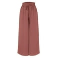 thumbnail image 3 of BODOAO Women's Casual Wide Leg Culottes Pants Comfy Drawstring High Elastic Waist Palazzo Pants Wide Leg Pants Solid Color Waist Pants Watermelon Red Xl, 3 of 4