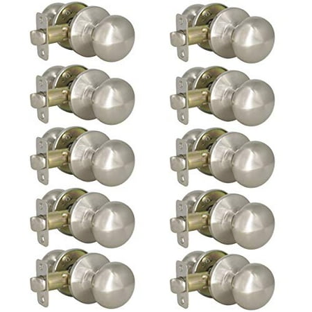 Probrico 10 Pack Classic Round Passage Door Knobs In Satin Nickel Finish Interior Hall And Closet Handles Non Locking H Canada Interior Hall And Closet Door Handles, Round Closet Door Knobs