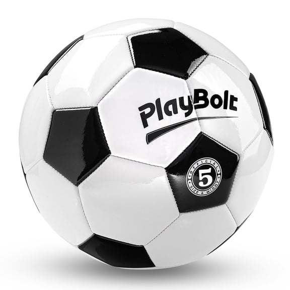 PlayBolt Soccer Ball Size 5 – 4 Pack PVC Soccer Ball with Hand Pump for Teens & Adults – Match, Training & Outdoor Play