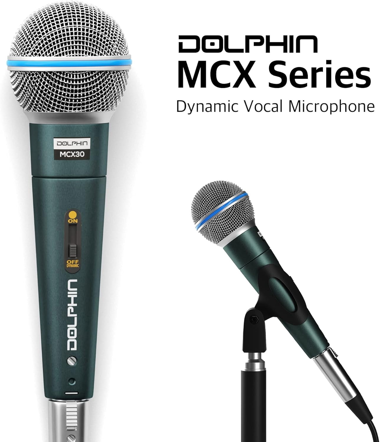 Dolphin MCX30 Handheld Dynamic Vocal Microphone, HQ Direct Connection Audio 1/4, Durable, Crystal Clear Sound, Detachable 14ft XLR Cable, Mic Stand Clip, & Carry Case