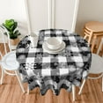 thumbnail image 3 of Christmas Black And White Buffalo Check Snowflake Snowy Plaid Waterproof Picnic Patio Party Round Table Cloth Cover Fabric 60 Inch Circular Tablecloth For 20-47 Inch Home Dining Room Kitchen, 3 of 6