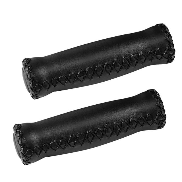 Empuñaduras de manillar de bicicleta SOLODRIVE de piel, 22,2 mm y 12,5 cm, color negro