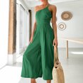 thumbnail image 1 of Mono De Tiras Mono informal para mujer, estilo bohemio, cintura alta, asimétrico, ajuste holgado, traje diario Cgtredaw Verde Xxl para Mujer, 1 of 1