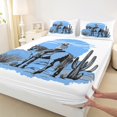 thumbnail image 3 of Homewish Oil Painting Artistic Twin Sheet Sets,Southwestern Cowgirl Tropical Cactus Twin Fitted Sheet,White Blue Flat Sheet For Kids,Super Cozy Room Decor,3pcs, 3 of 7