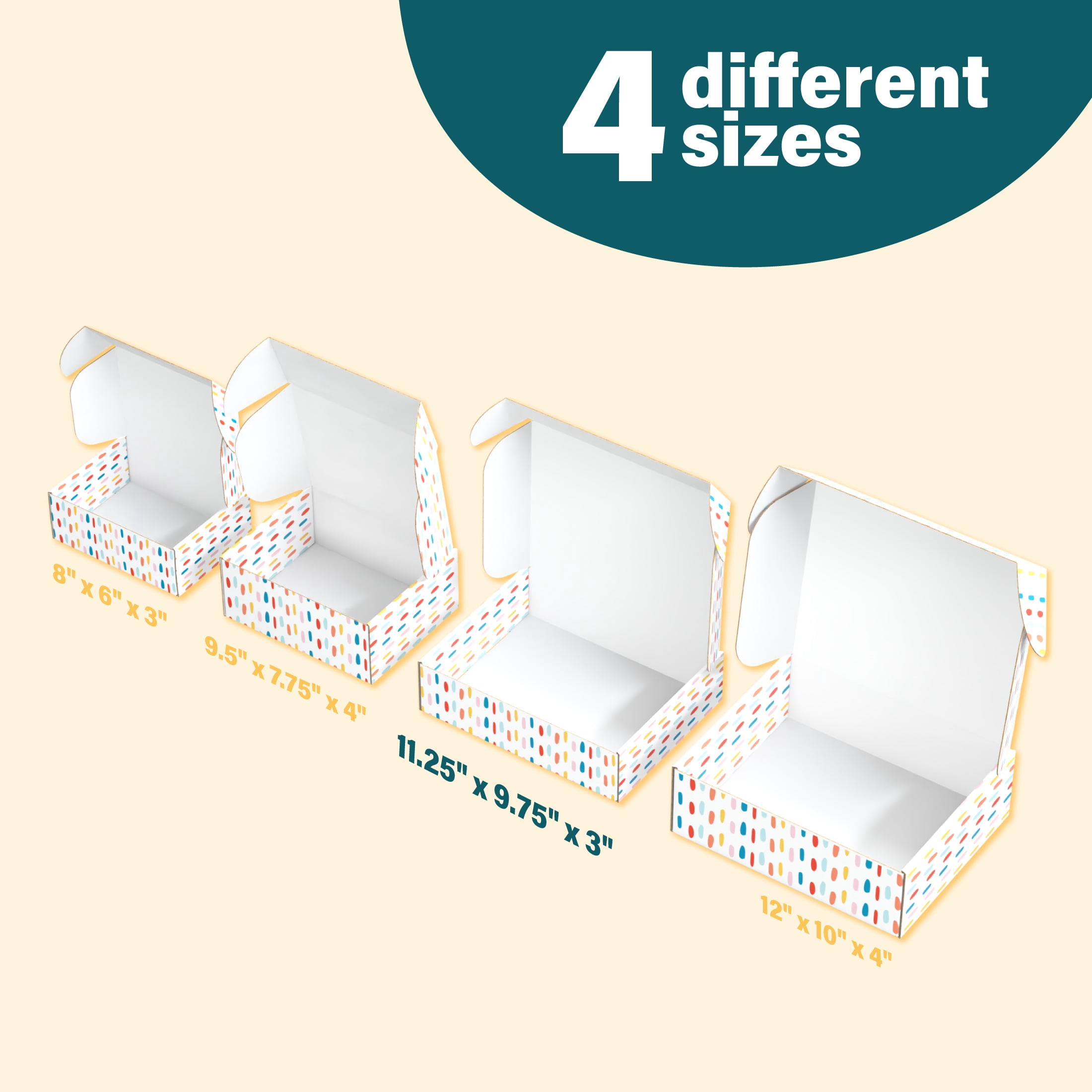 Printed Decorative Mailing, Shipping and Gift Boxes, Tuck Top Closure, 11.25” x 9” x 3”, Confetti Print, 12 -Count Pack