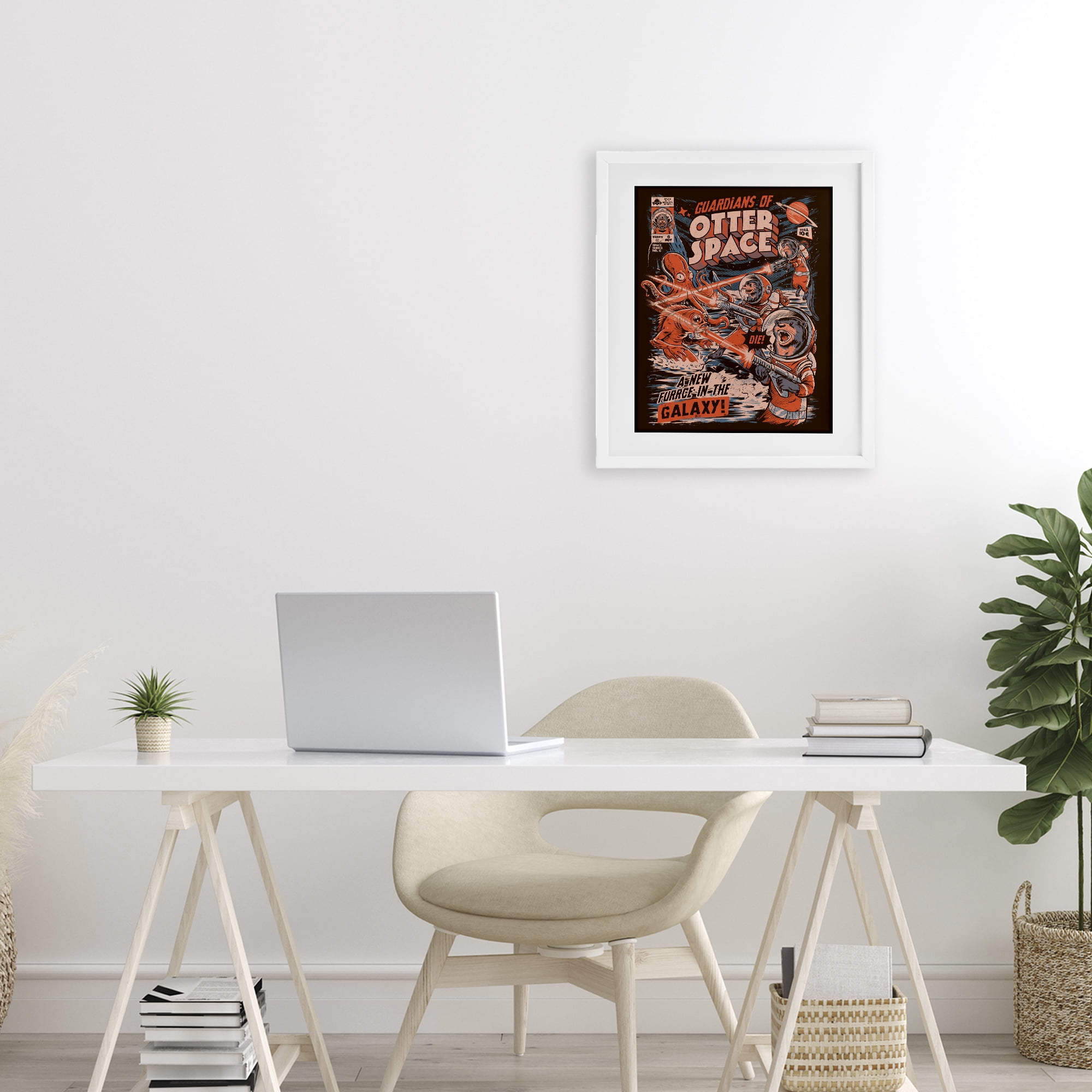 Stupell Industries Guardians Of Otter Space Retro White Framed Print Under Glass, design by EduEly Designs