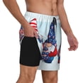 thumbnail image 2 of Kdxio Cute Gnomes In Usa1 Print Men'S Swim Trunks With Compression Liner 7 Inch Inseam Quick Dry Swim Shorts, 2 of 7