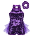 thumbnail image 3 of Sinleey Girls Sparkle Sequins Ballet Dance Skirted Letoards Jazz Latin Modern Performance Costumes Purple 12, 3 of 7