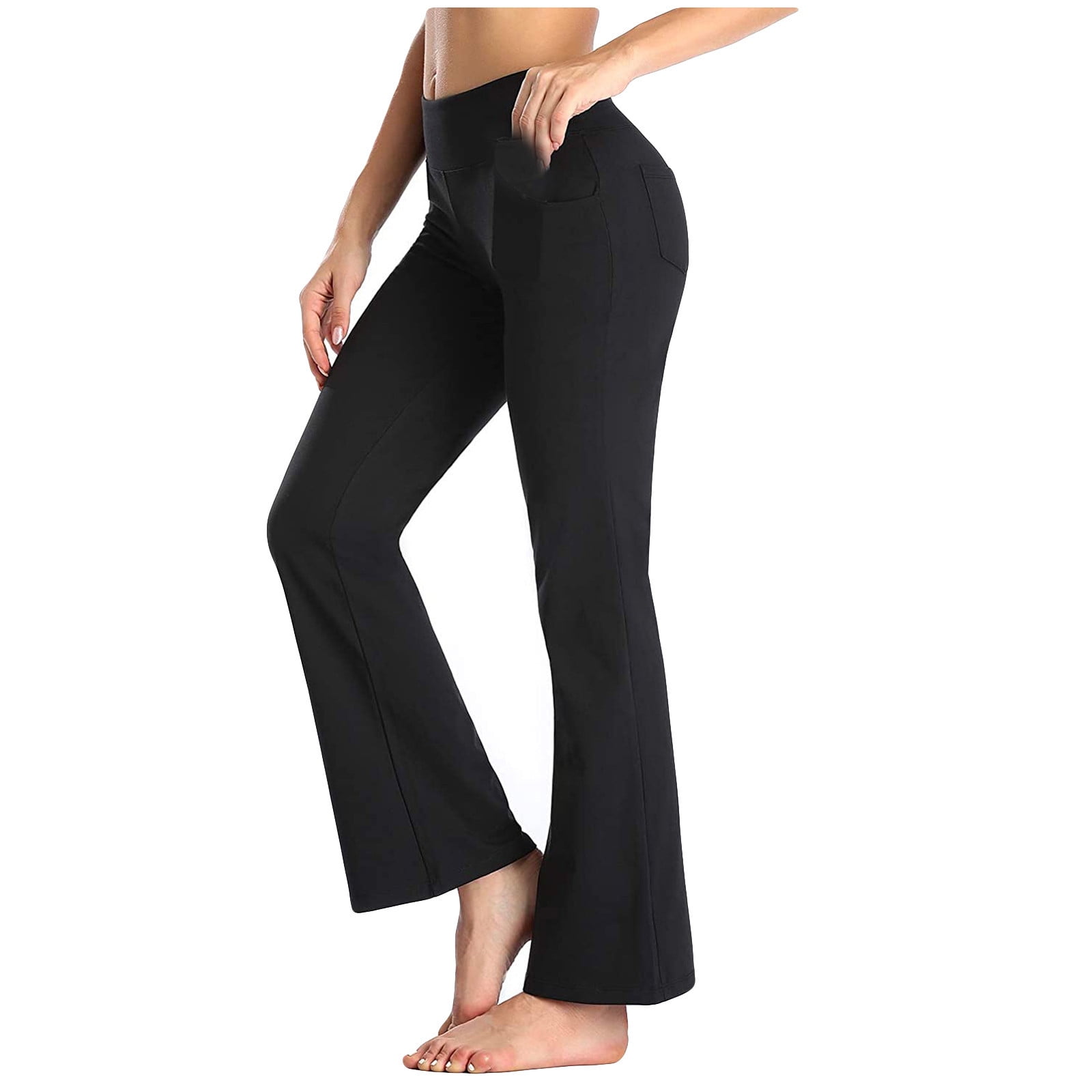 Blvb Womens Flare Bootcut Yoga Pants Hight Waisted Tummy Control Workout Bell Bottom Leggings Athletic Wide Leg Pants Black
