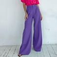 thumbnail image 2 of BLTIBY Womens Suit Pants Solid Colour Ladies Flat Front Stretch Pants High Waist Straight Leg Loose Dress Pants Regular for Office Business Casual Trousers with Pockets Plus Size Purple S, 2 of 9
