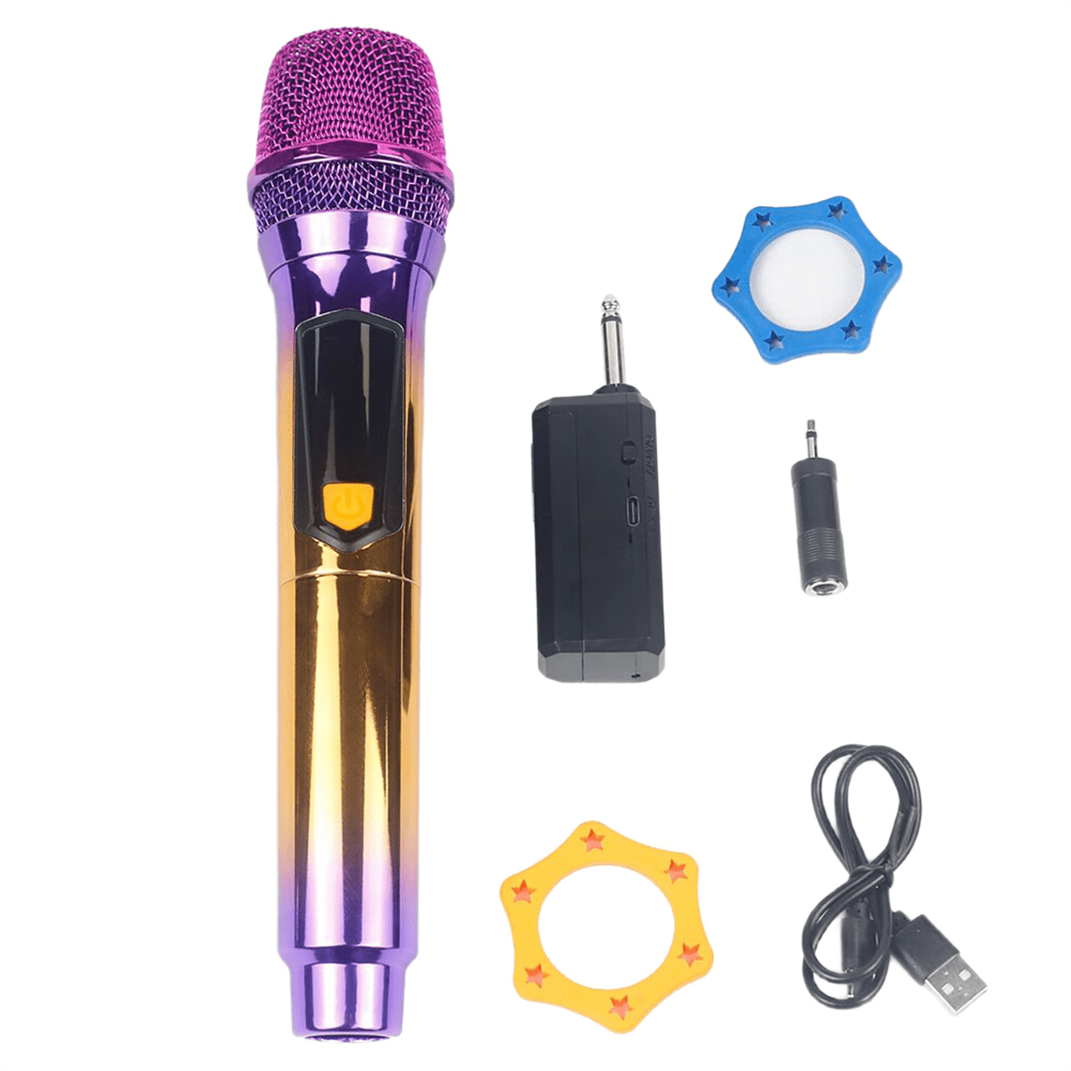 2.4G Dynamic Handheld Wireless Microphone Home Singing Stage Performance Audio Sound Card Karaoke Universal Microphone,2 x Microphones 1 x English instruction manual 1 set x accessories