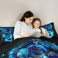 thumbnail image 4 of Feelyou Western Dragon Twin Bedding Sets 7pcs, Samurai Sword Bedding Comforter Set, Black Blue Sheet Sets, Children Bedroom Decor, 4 of 8