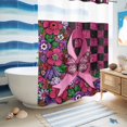 thumbnail image 5 of No Hook Shower Curtain, Pink Ribbons Shower Curtains for Bathroom with See Through Top Window, Butterfly Graffiti Flowers Vintage Buffalo Plaid Waterproof & Washable Bath Curtain Extra Long 72"x84", 5 of 9