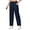 Navy Blue, variant on Pdbokew Women's High Waisted Wide Leg Pants Casual Pants with Adjustable Drawstring Waist Khaki M