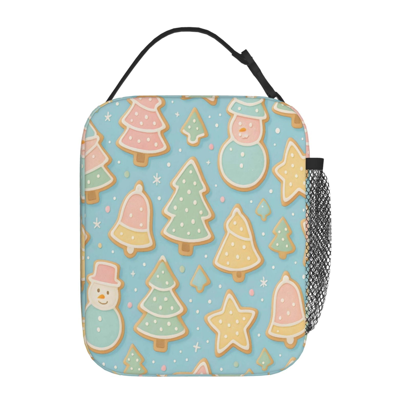 Lunch Bag For Women Men Insulated Portable Lunch Box Bento Box Office Picnic Travel Cooler Bag Christmas Cookie Pattern