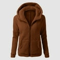 thumbnail image 2 of Wangmeiwg Women's Sweatshirts Women's Hooded Jacket Winter Warm Wool Blend Zippered Sweater Coat Outerwear for Cold Weather Coffee L, 2 of 4