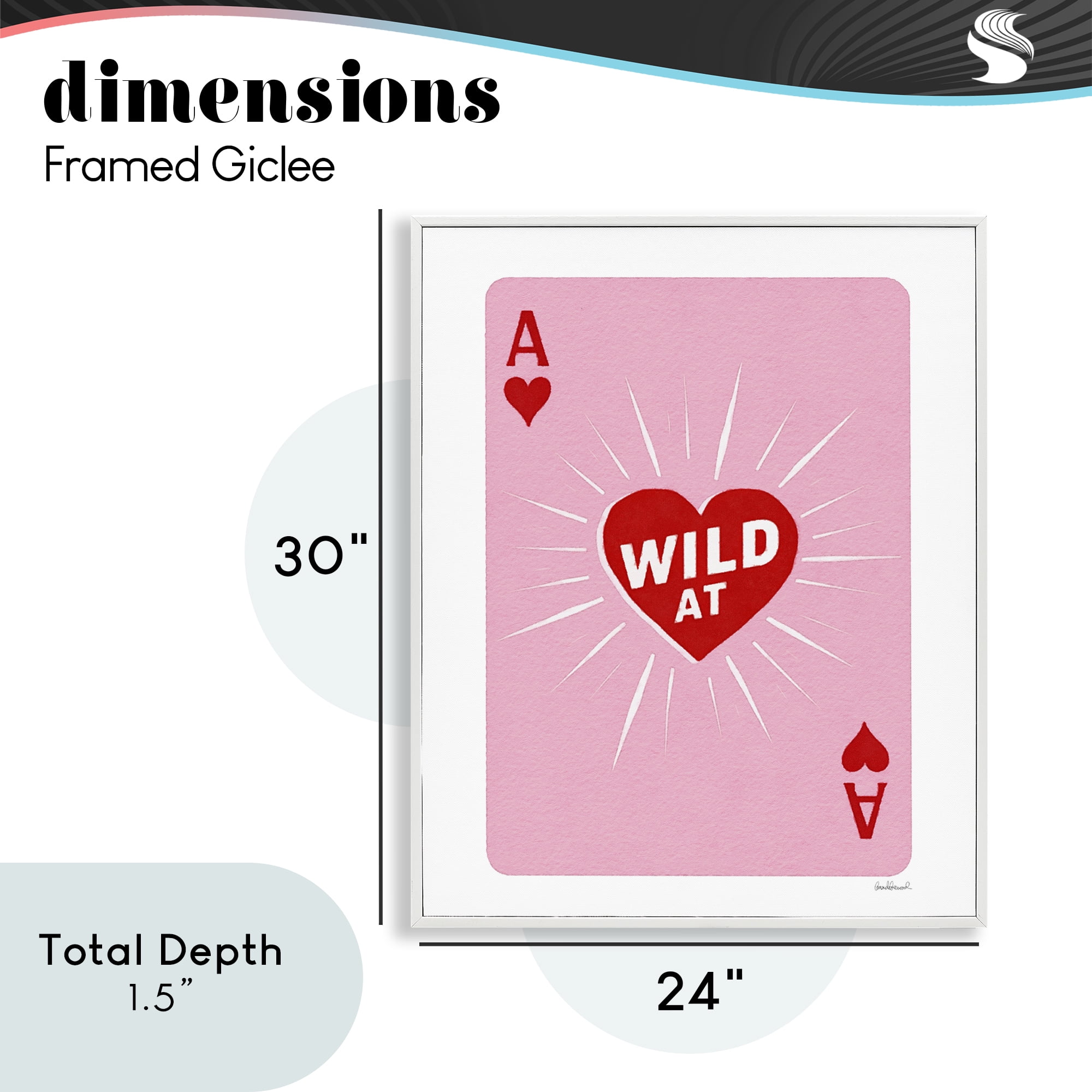Wild At Heart Card White Framed Giclee Art, design by Amanda Greenwood