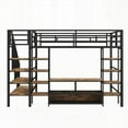 thumbnail image 5 of Full Size Metal Loft Bed with Staircase & Low Storage Table - Black, 5 of 19