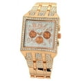 thumbnail image 2 of Men's Big Heavy Square Rose gold-tone clubbing watch 44x60mm 12mm thick case. CZ Bezel, white dial, 3 nonfunctional sub-dial, 22mm wide rose gold-tone metal cz link bracelet fits 8 inches wrist., 2 of 2