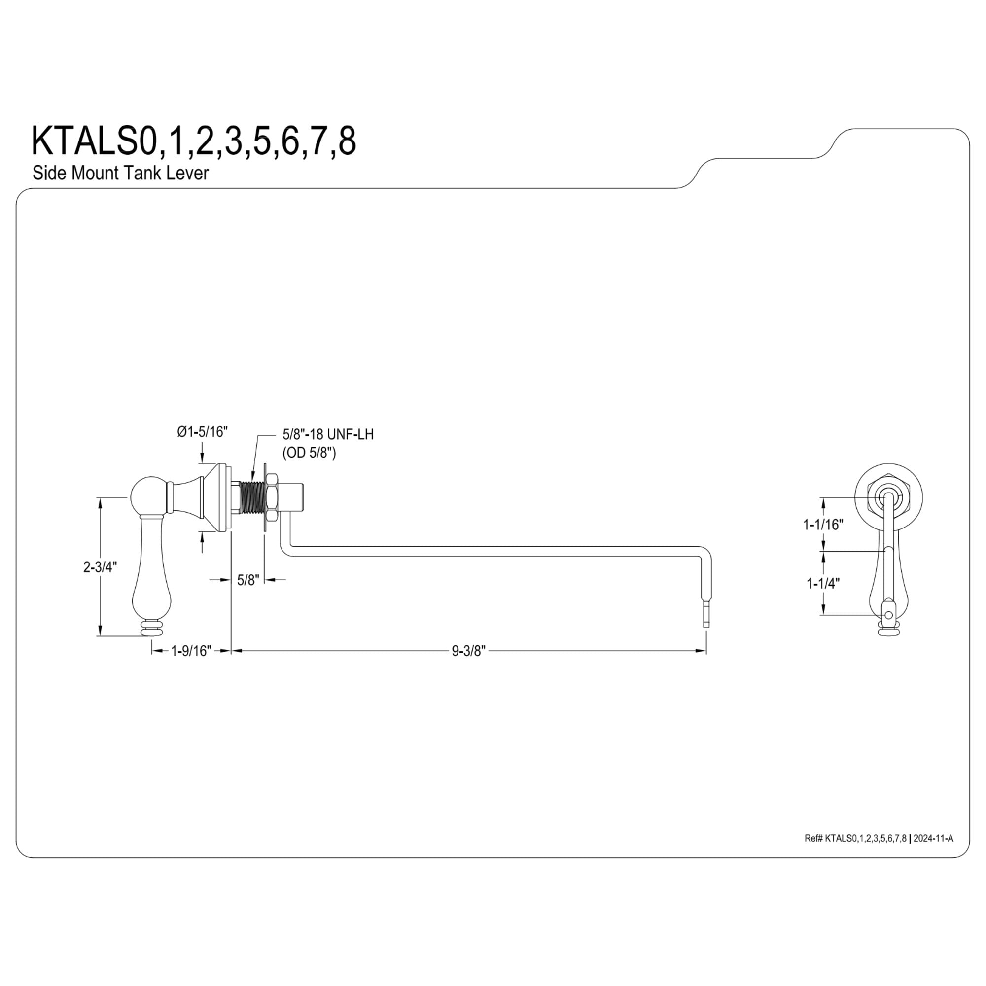 Kingston Brass KTALS5 Victorian Side Mount Toilet Tank Lever, Left/Right Installation in Oil Rubbed Bronze