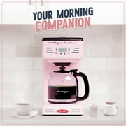 Nostalgia Retro Coffee Maker, 12-Cup Programmable Vintage Coffee Machine with Anti-Drip Carafe, Pink