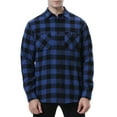 thumbnail image 2 of Demotime Men's Flannel Plaid Casual Button Down Shirt S Dark Blue Plaid, 2 of 6