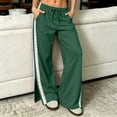 thumbnail image 2 of Tqcoqu Women's High Waist Wide Leg Sweatpants, Lace Side Stripe Drawstring Split Hem Pants with Pockets, Y2K Trendy Casual Athletic Pants, 2 of 9