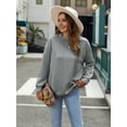 thumbnail image 5 of Weardear Women's Textured Crewneck Sweatshirts Solid Color Long Sleeve Casual Tops Tunic Pullover Sweatshirt for Women, 5 of 8