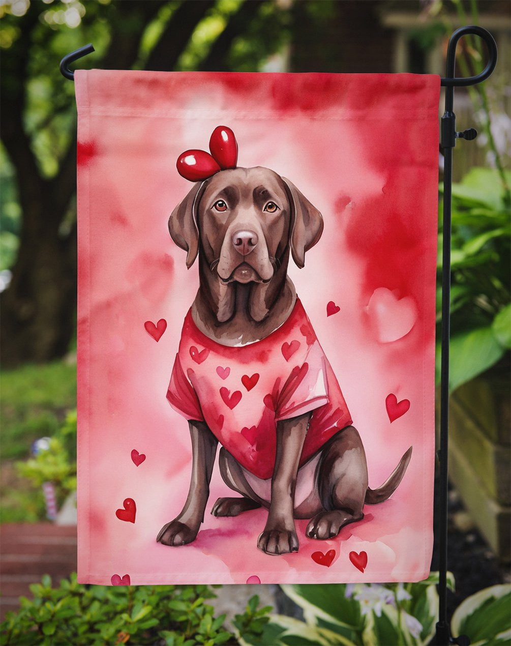 Chocolate Labrador Retriever My Valentine Garden Flag 11.25 in x 15.5 in