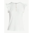 thumbnail image 5 of Free Assembly Women's and Women’s Plus Flutter Sleeve Henley Top, Sizes XS-4X, 5 of 5