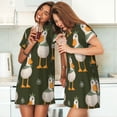 thumbnail image 4 of Honeii Mallard Ducks Wild Birds Print Women's Loose Short Sleeve Nightgown, Soft Cotton Sleepwear, Comfy Loose Fit Pajama Dress for Sleep and Lounge, 4 of 6
